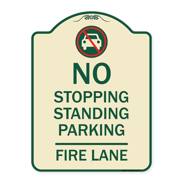 Signmission No Stopping Standing Fire Lane W/ Graphic Heavy-Gauge Aluminum Sign, 24" x 18", TG-1824-23573 A-DES-TG-1824-23573 - main